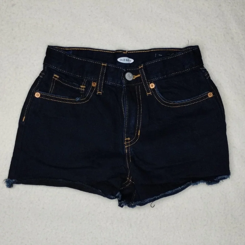 Old Navy Denim Shorts Dark Wash Frayed Hem Casual Girls Size‎ 10